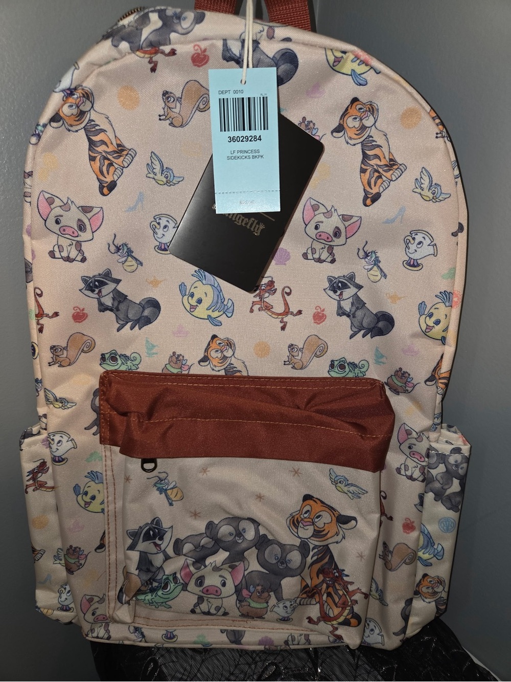 Loungefly Beige Kids Backpack with Brown Pocket and Character Print - Picture 2 of 4